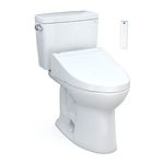 TOTO Drake WASHLET+ Two-Piece Elongated 1.28 GPF Universal Height Tornado Flush Toilet with C5 Bidet Seat, Cotton White - MW7763084CEFG#01