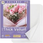 Thick Translucent Vellum Paper, Oplymio 45 Sheets 167GSM Printable Tracing Vellum Paper for Invitations, Envelopes, Heat Embossing, Belly Bands(8.5 x 11 Inches)