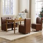 TYBOATLE Upholstered Dining Chairs Set of 4 Swivel Dining Room Chairs Kitchen Chairs w/Casters & Storage Comfy Modern Rolling Brown Leather Chair for Living Room Armless Chair (4, Chestnut Brown)