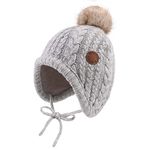 JANGANNSA Winter Baby Boys Hat Velvet Lining Toddler Kids Beanie Earflap Warm Baby Hat for Girls with Pompom (Gray, L)