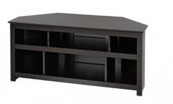 Prepac Corner TV Stand for up to 50 Inch TV, with Cable Hole, Black