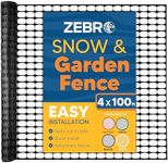 Plastic Temporary Mesh Wire Fencing Roll (4' x 100' - Black) - 4 Foot High Garden Fencing for Snow Drift, Deer Fence Outdoor Yard Fencing for Pool, Backyard Dog Fence, Gravel Barrier & Animals - Zebro