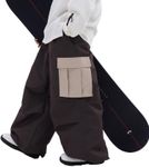 SNOWVERB Womens Mens Super Baggy 15K Waterproof Ski Snowboard Pants Mountain Freestyle Insulated Windproof Snow Pants Chocolate