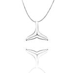 URBAN SHe° 925 Sterling Silver Whale Tail Fish Mermaid Charm Mermaid Tail Silver Studs Earrings women jewellery Necklace Pendant Set birthday gift Dolphin Maori (Necklace)