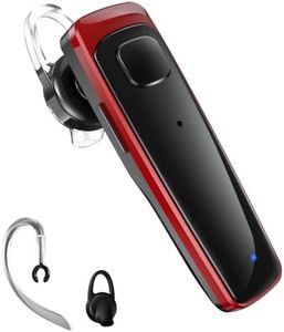 HiHiniu Bluetooth Headset,V5.3 Bluetooth Earpiece Wireless Handsfree Driving Headsets with Noise Canceling Mic,16Hrs Play Time Business Eabuds for iPhone Samsung Android Cell Phone Tablets Office(Red)