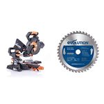 Evolution Power Tools R185SMS+ 7-1/4" Multi-Material Compound Sliding Miter Saw Plus & 185BLADEST Steel Cutting Saw Blade, 7-1/4-Inch x 40-Tooth