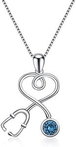 AOBOCO Collar Mujer Plata de Ley 925 con Colgante Corazon en Forma de Estetoscopio Joyería Regalo para Enfermero Médico Estudiantes de Medicina Esposa Amigos Cumpleaños