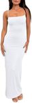 LILLUSORY Womens Bodycon Maxi Dress 2025 Spring Summer Casual Slip Long Sundress Sun Sleeveless Beach Vacation Resort Wear Midi Cute Trendy Going Out Dress Outfits Clothes White