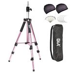 GEX Heavy Duty Canvas Block Head Tripod Cosmetology Training Doll Head Stand Mannequin Manikin Head Tripod Wig Stand With Travel Bag (Rose Gold)