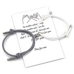 Free space Magnetic Couples Bracelet Set Mutual Attraction Handmade Rope for 2 Braided Matching Bracelets Vows of Eternal Love Jewellery Gift for Women Men (Gray White)