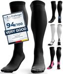 aZengear Compression Socks for Women and Men, Anti DVT Air Flight Travel Knee-High Stockings, Swollen Legs, Varicose Veins, Running, Shin Splints Calf Pressure Support, Sports (Black, L/XL)