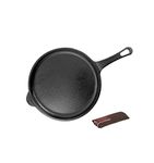 EUGOR Now In India Pre-Seasoned Cast Iron Fry Pan 10 Inch With Grip, Black