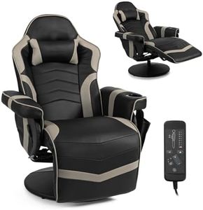 Multigot Massage Ergonomic Chair, High Back Swivel Gaming Chair with Footrest, Cup Holder, Headrest and Armrest, Adjustable Reclining Office Chair for Home Office (Grey)