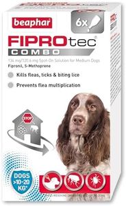 Beaphar - FIPROtec® COMBO for Medium Dogs (10-20kg) – 6 pipettes - Kills Fleas, Flea Eggs, Flea Larvae & Ticks - Stops Fleas Multiplying on Pet and in Home - Vet Strength Dog Flea Treatment