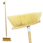 Bamboo Broom Indoor Floor Brush – Traditional Sweeping Brush Indoor Broom Made from Natural Broom Handle and Head Stock, Sustainable Bamboo Wooden Broom for Household Cleaning