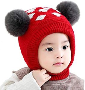 Bonvince Baby Girls Boys Winter Warm Hat Beanies Caps Cute Thick Earflap Hood Hat Scarves Skull Caps Red