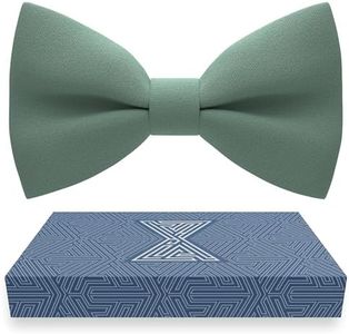 Bow Tie House Boys Sage Green Classic Pre-Tied Bow Tie Formal Solid Tuxedo (Medium, Green Fern)