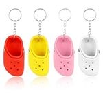 Bestomrogh 4pcs Mini Shoe Keychain, Funny Shoe Keychain, Novelty Slipper Key Ring for Backpack Pendant, Cute Keyrings as Birthday Gifts for Women Men Girl Boy