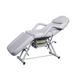 Adjustable Salon SPA Massage Bed Tattoo Chair Facial Eyelash Extension Table with 2 Drawers (White)