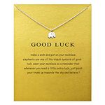 upeilxd Message Card Silver Compass Pendant Necklace Friendship Sun Good Luck Elephant Pendant Chain Necklace for Women Girl Gift