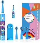 CHAIN PEAK Musical Kids Sonic Electric Toothbrush, Rechargeable Smart Cartoon Toothbrush for Children Toddlers for Age 3-12 with 2- MinTimer, 3 Modes, 4 Bristles,34000 Pulses