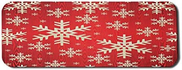 Lunarable Snowflake Computer Mouse Pad, Christmas Winter Illustration Abstract Wooden Pattern Background, Rectangle Non-Slip Rubber Mousepad Large, 31" x 12" Gaming Size, Vermilion Cream