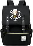 Roffatide Anime One Piece Backpacks Trafalgar Law School Book Bag 15.6'' Laptop Backpacks Black Business Backpack Travel Purse Daypack B