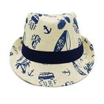 VRITRAZ Printed Breathable Kids Hat For Boys And Girls, Summer Sun Protection (6 To 14 Years, White, Cotton)