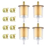 SAVITA 4pcs 3/8" Universal Fuel Filters, Motorcycle Fuel Filter Inline Fuel Filter with 8pcs Hose Clamps for Motorcycles Cars Generator Trucks Universal