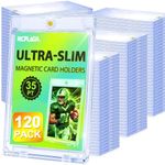 120ct Magnetic Card Holders for Trading Cards, 35pt One Touch Clear Acrylic Card Cases, U-V Waterproof Hard Plastic Protectors for Sports, Baseball, Football, TCG, Game Collectible Cards