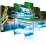 murando Acrylic Glass Prints Wall Art Landscape 200x100 cm Picture Glass Panel Image Painting Photo Foto Modern Home Decor 5 pieces - Nature Waterfall Thailand Tree Forest b-B-0080-k-m