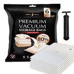 GENIE SPACE - Incredibly strong and space-saving vacuum storage bags | 6 x small (60 x 40 cm) | Waterproof and reusable | Create 80% more space | for clothes, towels etc