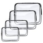 Aucuu 4-Pack Clear Wash & Makeup Bags TSA Approved Makeup Bags, PVC Waterproof Travel Wash Bags for Family, Men, Women (Largea, Medium, Small, Minimum)