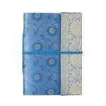 Paper High Handmade Sari Notebook - Medium 11 x 16cm - Blue - Unlined Recycled Paper - Pocket Notebook and Diary - Indian Stationery Gift