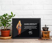 FRAMEO STORE Kobe Bryant Mamba Mentality Glass frame, Kobe Bryant quote wall art framed poster (A4 size - 8 X 12 Inches)