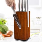 Dmore 360° Rotating Knife Block Magnetic without Knives Magnetic Knife Holder Made of Elegant Acacia Wood, Extra Large Capacity Magnetic Knife Board for Knives and Utensils for Kitchen Table