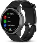 METEQI Soft Silicone 22mm Replacement Band Compatible with Garmin Vivoactive 4/Venu 2/Galaxy Watch 3 45mm/Gear S3 /Huawei Watch GT/Huawei Watch GT 2(Black)