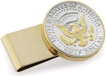 American Coin Treasures U.S. Coin Money Clip - Presidential Seal JFK Half Dollar Selectively Layered in Pure 24k Gold | Stainless Steel Moneyclip | Holds Currency, Credit Cards, Cash