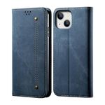Cubix® Denim Flip Cover for Apple iPhone 15 Case Luxury Slim Wallet Folio Case Magnetic Closure Cover (Blue)