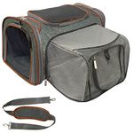 Mr. Peanut's Expandable Airline Approved Soft Sided Pet Carrier, Luxury Travel Tote with Premium Auto Self Locking Zippers, 18LX10.5WX11 H (Twilight Grey)