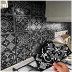 48 Black Tile Stickers Victorian Moroccan Mosaic Style Tile Stickers Transfers Cover for 6x6 15 x 15cm Tile Kitchen Bathroom Stick On Wall Peel and Stick Tile Decals