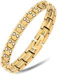 MagnetRX® Women's Ultra Strength Magnetic Bracelet - Titanium Magnetic Bracelets for Women - Adjustable Length With Sizing Tool (Gold)