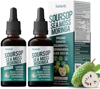 Soursop Bitters Liquid Soursop Drops with Sea Moss, Moringa, Turmeric, Black Seed Oil, Oregano, Ashwagandha & Chlorophyll High Absorption for Gut & Digestive Health, Immune & Antioxidant | 2 Pack