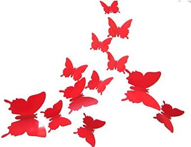CuteProduct 12Pcs 3d Butterfly Removable Wall Decals Diy Home Decorations Art Decor Wall Stickers Murals for Babys Kids Bedroom Living Room Classroom Office(Color Red)