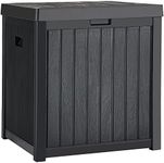 YITAHOME 51 Gallon Medium Deck Box,Outdoor Storage Container for Patio Cushions,Garden Tools,Weather,Brown Resistant,Resin (Black)