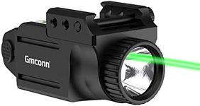 Gmconn Pistol Flashlight Green Laser White LED Light Combo with Compact Rail Mount for Handgun Picatinny Rail (Green Laser)