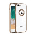 GetTechGo® Electroplated Logo View Back Case Cover Compatible for iPhone 6 | Slim Shockproof | Super Soft TPU | Raised Edges | Anti-Shock | Anti-Yellow (Gold)