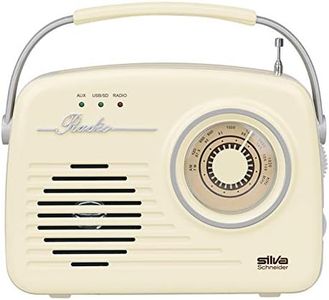 Silva-Schneider Mono 1965 Radio con asa, funciona con pilas o conectándola a la red, color beige