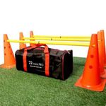 Dog Agility Set, Portable Pet Jump Training Equipment Kit of 6 Poles & 6 Cones with Carry Bag, 3 PCS Adjustable Height Jumping Obstacles For Pets