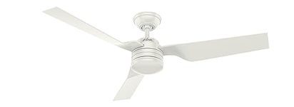 HUNTER FAN Ceiling Fan Cabo Frio 132 cm Indoor and Outdoor, and Wall Control, Fresh White, 3 Reversible Blades Fresh White and Fresh White Ideal for Summer or Winter, Model 50634